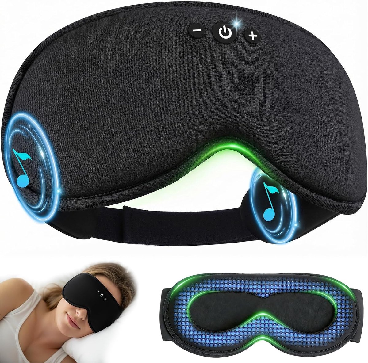 Slaapmasker Bluetooth V5.4 - 3D-slaapmasker - Draadloos en 100% verduisterend - Ideaal voor reizen - ShopVlot