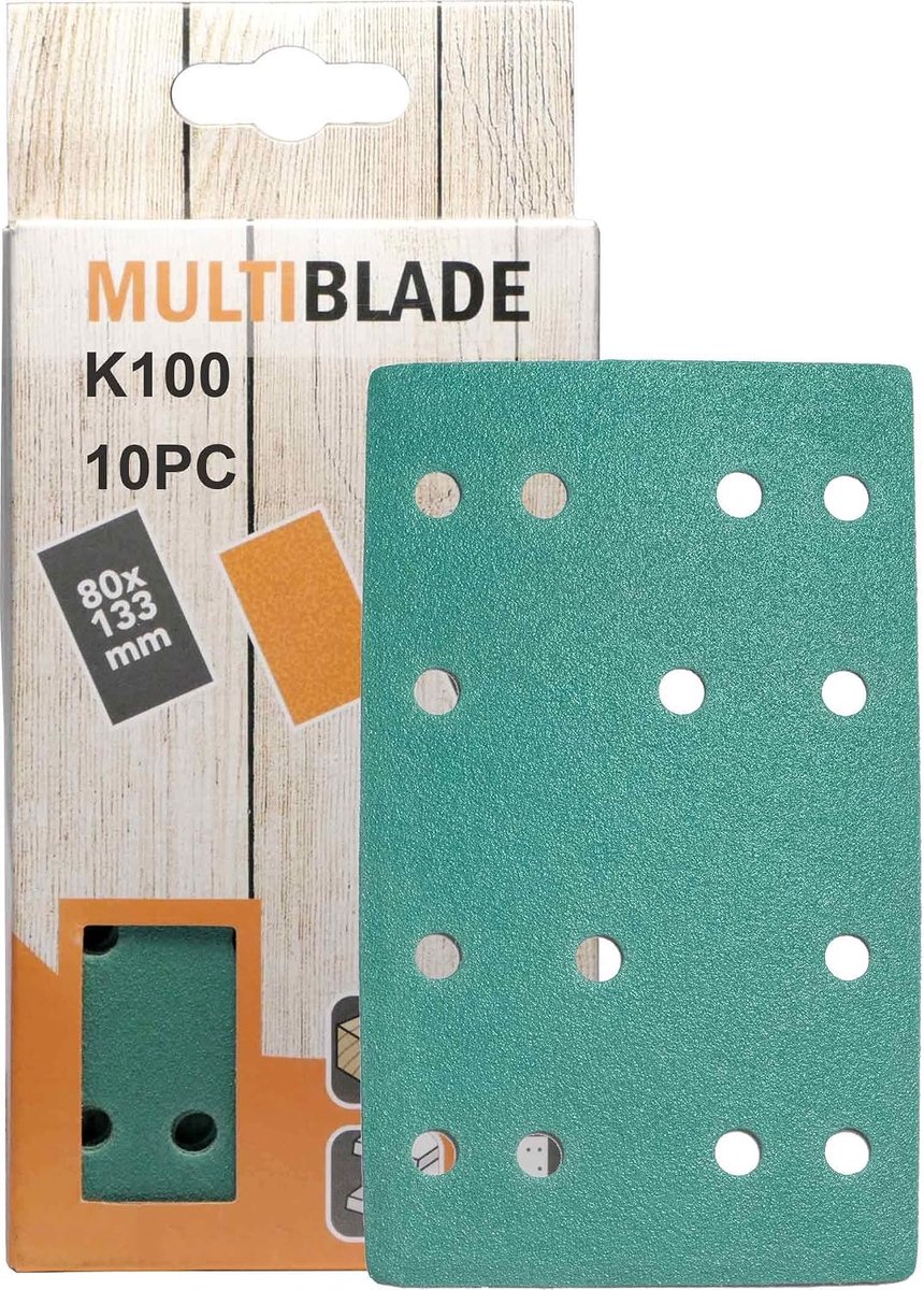 Schuurblad 80x133 mm - 10 stuks - 100 grit - voor hout en metaal, professioneel - ShopVlot