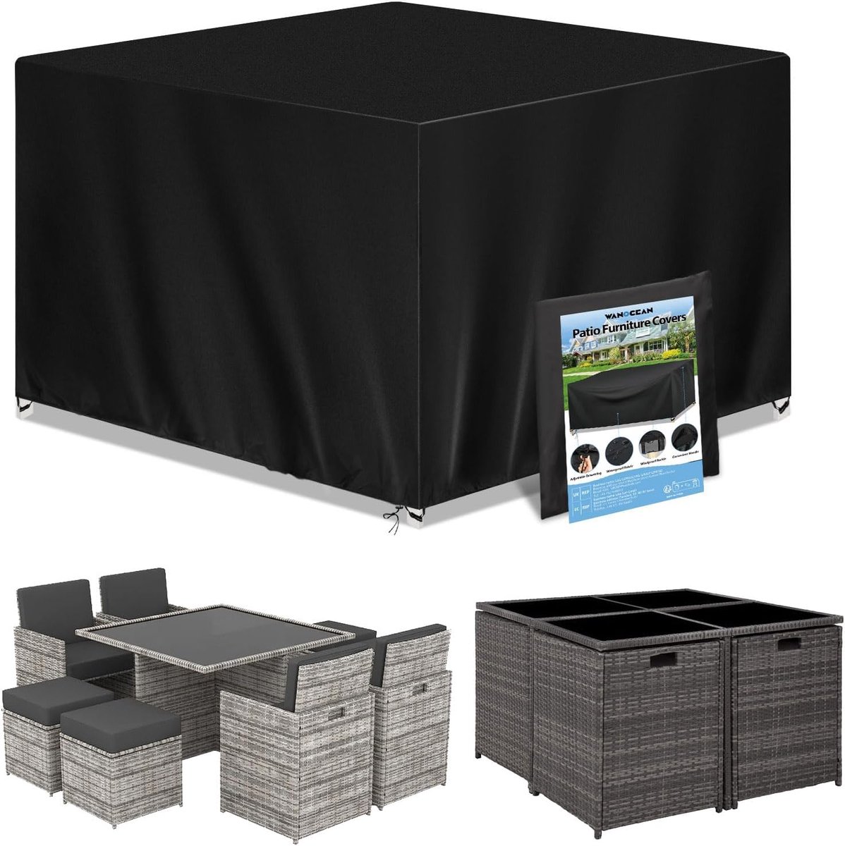 Tuinmeubel beschermhoezen 140 x 140 x 90 cm - waterdicht 420D Oxford - UV-bestendig en scheurvast - ShopVlot