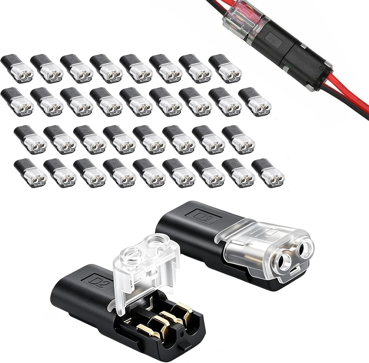 Waterdichte 2-Pin Auto Stekkers - Set van 40 - Voor 12V toepassingen - Betrouwbare verbindingen - ShopVlot