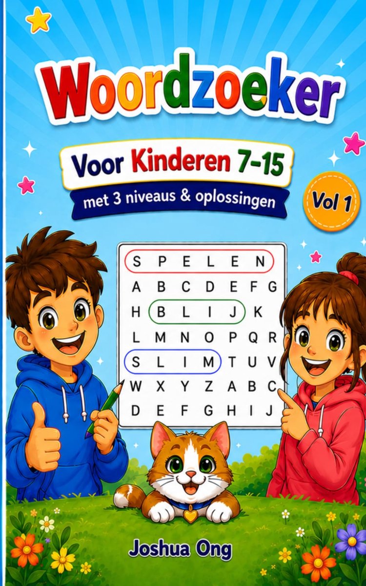 Woordzoeker voor kinderen 7-15 - 100 leuke woordzoekers - vergroot woordenschat en spelling - uitdagend spel voor focus - ShopVlot