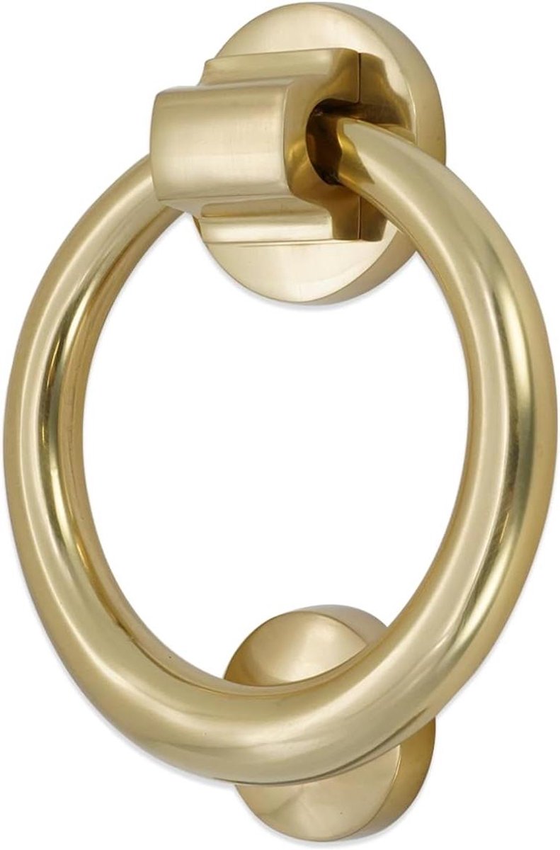 Ring Deurklopper - Klassieke Klopper - Voordeur Decoratie - Massief Messing - 118 mm - Gepolijst Messing