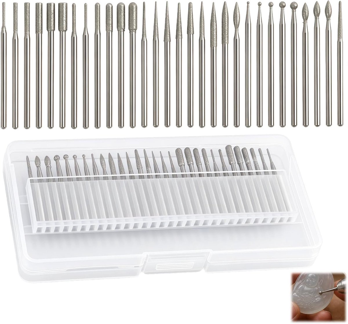 Diamantfrezen set 30 stuks - snijden en graveren - veelzijdig voor glas en steen - precisie gereedschap - ShopVlot