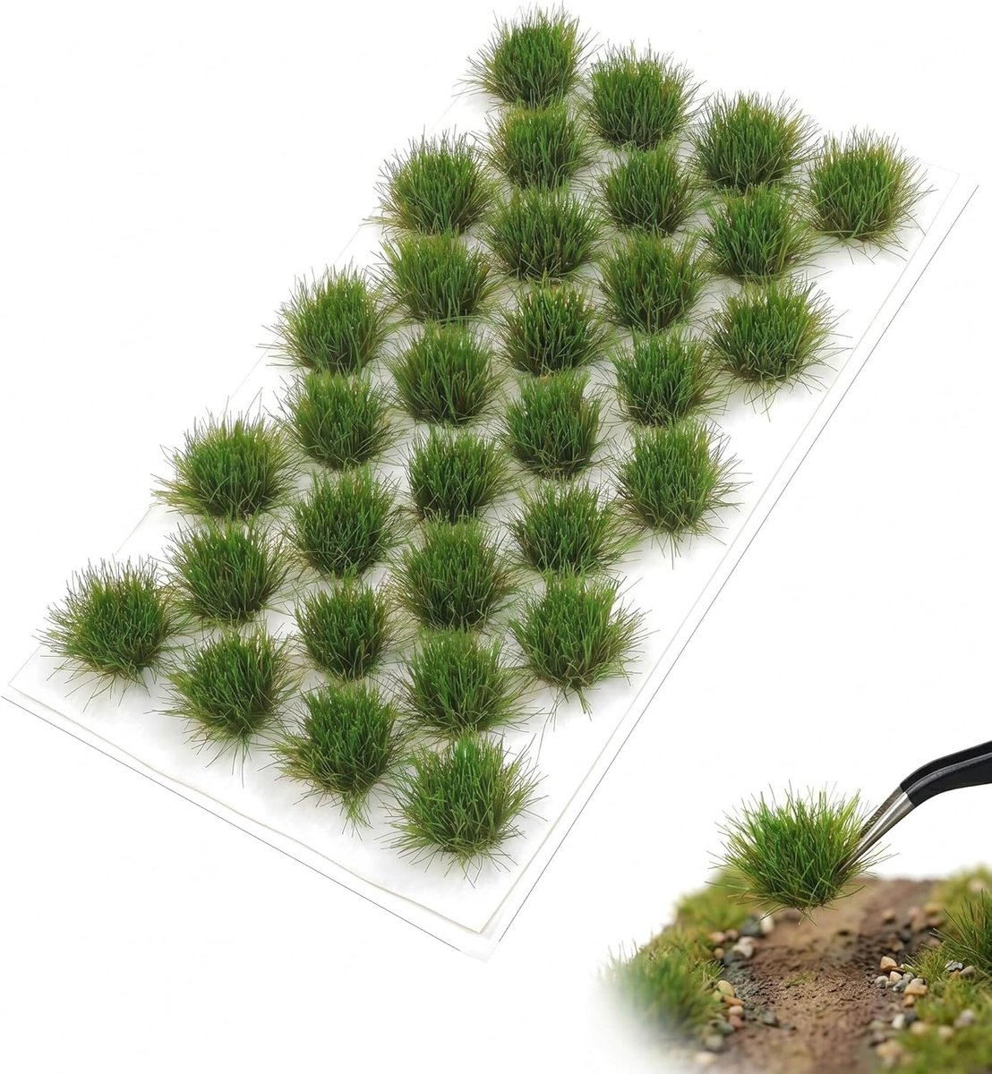 Modelbouw gras 32 stuks - zomergroen - realistisch strooigras - voor diorama en miniatuurlandschap - ShopVlot