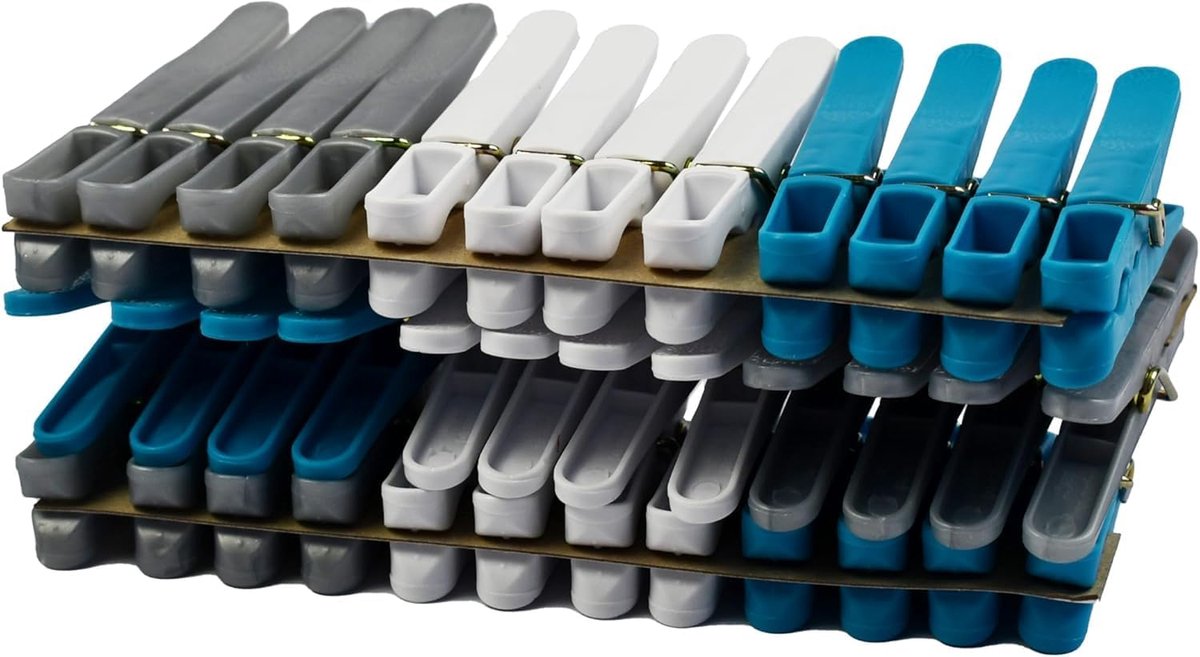 Wasknijpers 36 Stuks - Blauw, Wit en Grijs - 100% Recyclebaar - Zorgt voor je Was - ShopVlot