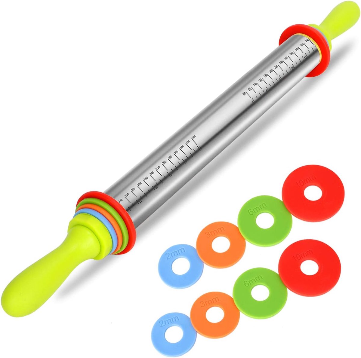 Deegroller met Handvat 35cm - Rvs met Verstelbare Spacers - Ideaal voor Pizzadeeg - ShopVlot