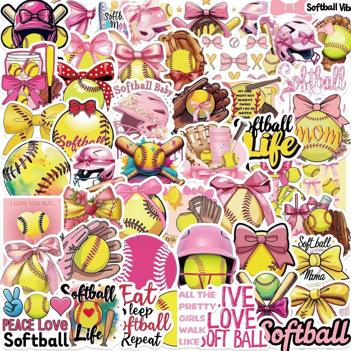 Softbalstickers 100 stuks - roze - sportstickers - ideaal voor decoratie - ShopVlot