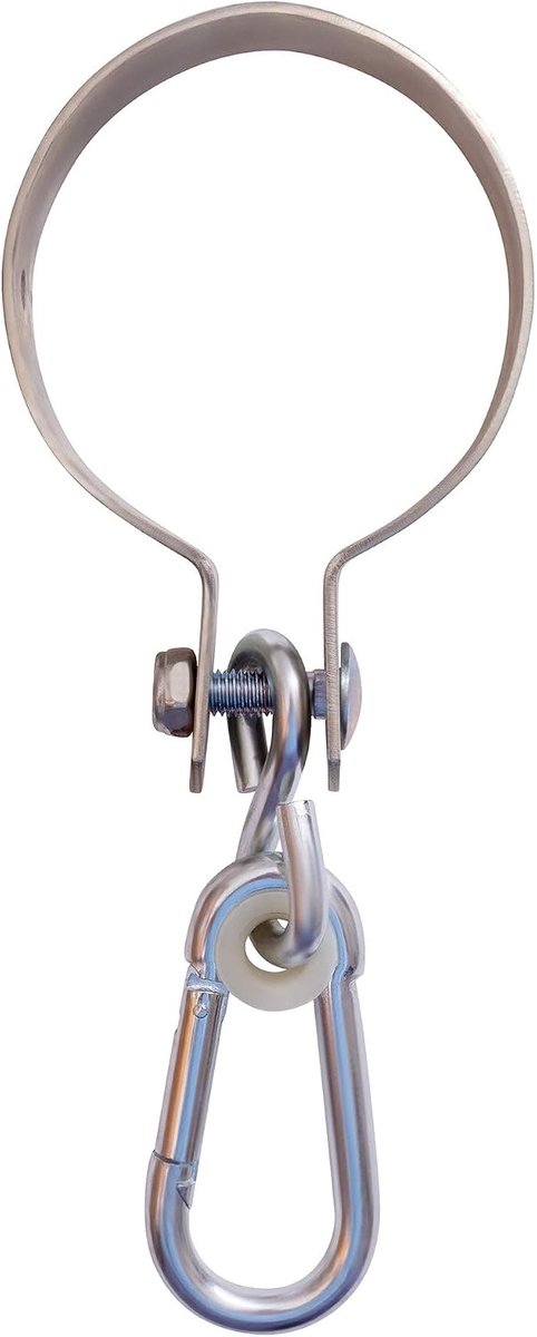 Swingklem met karabijnhaak - 2 stuks - gegalvaniseerd - voor ronde balken Ø 10 cm - ShopVlot