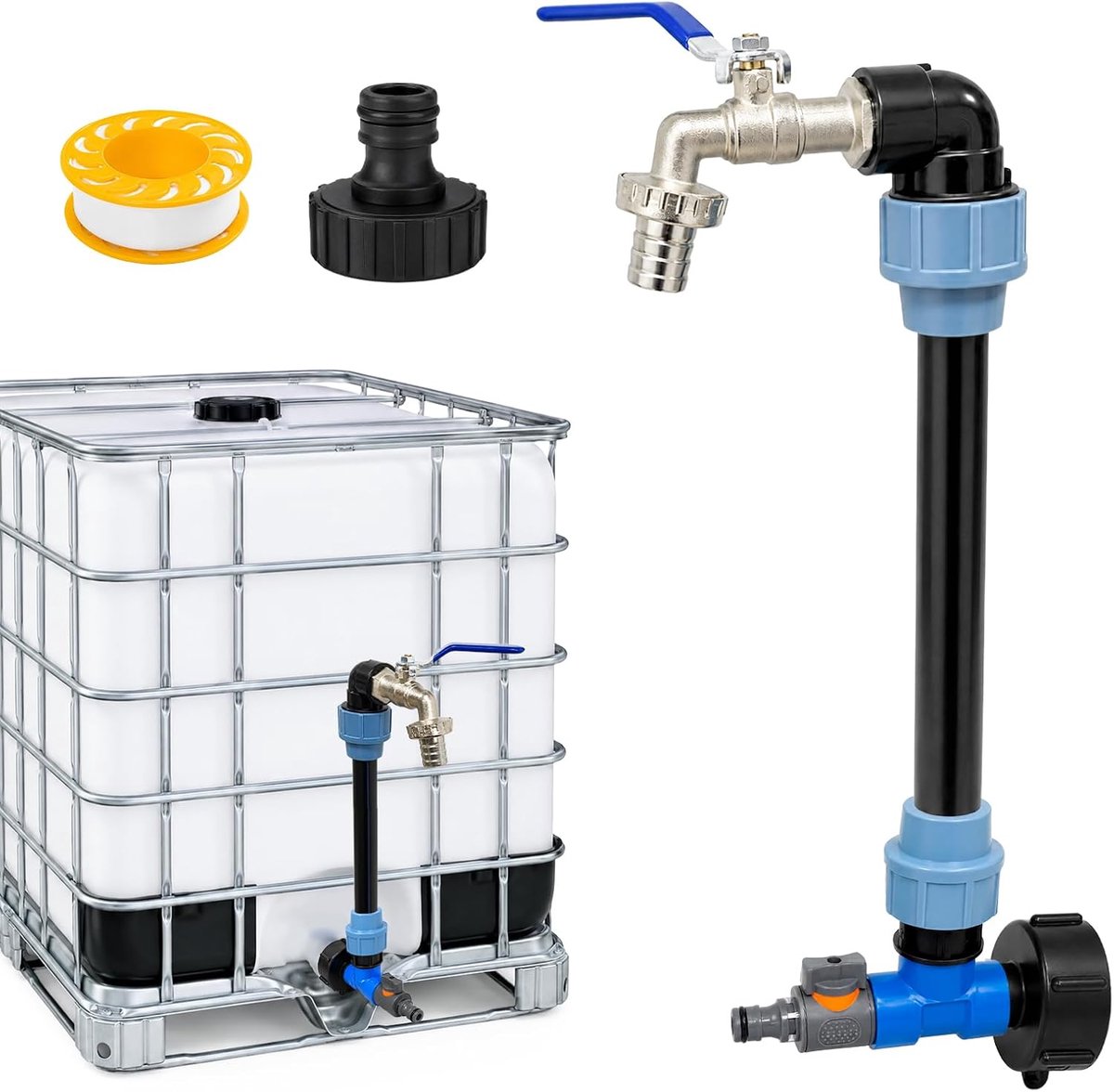 IBC tankkraan 1000L - messing - complete set - ideaal voor regenton - ShopVlot