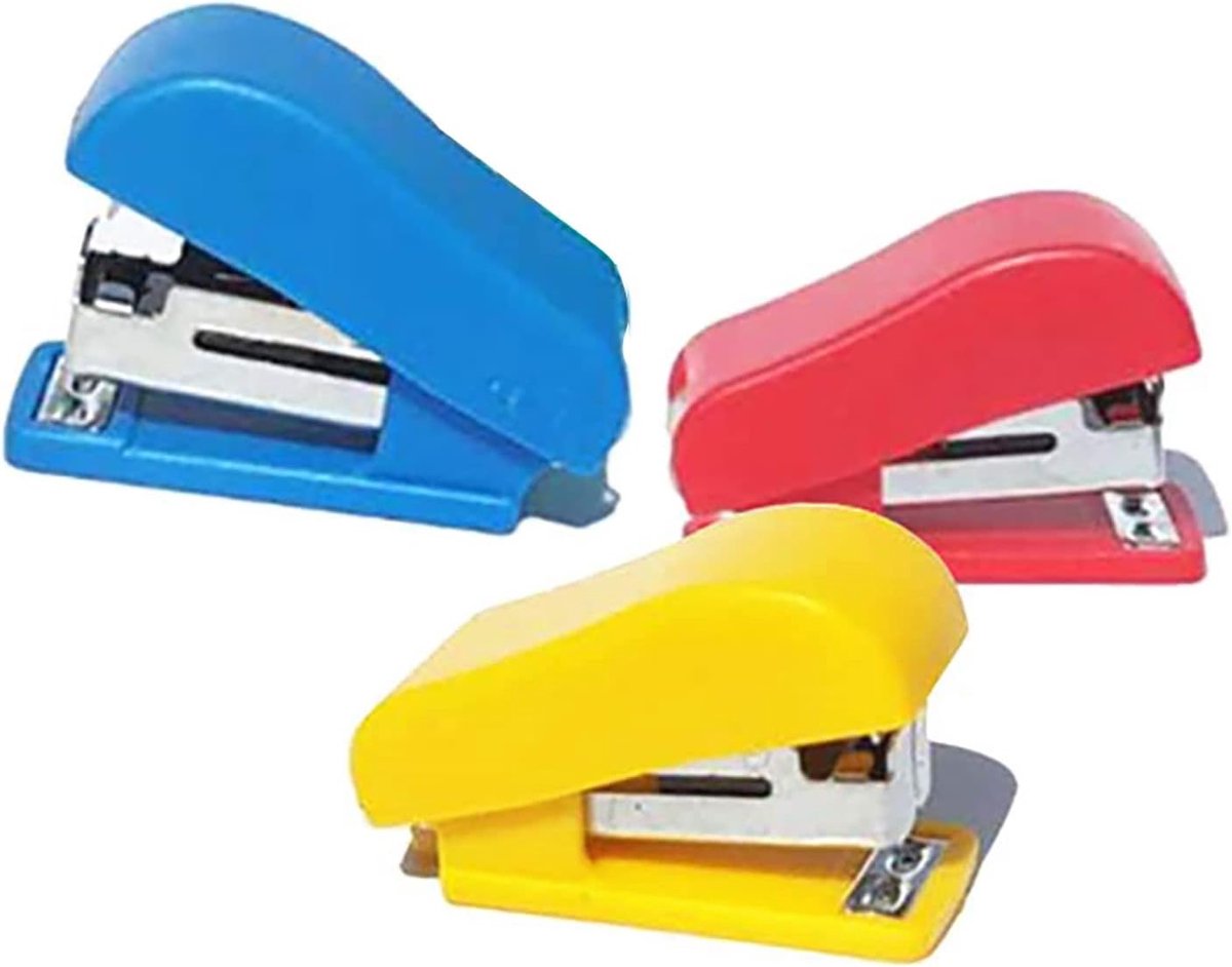 Mini stapler 3 stuks - kunststof behuizing - handmatige nietmachine - ideaal voor thuis en op kantoor - ShopVlot