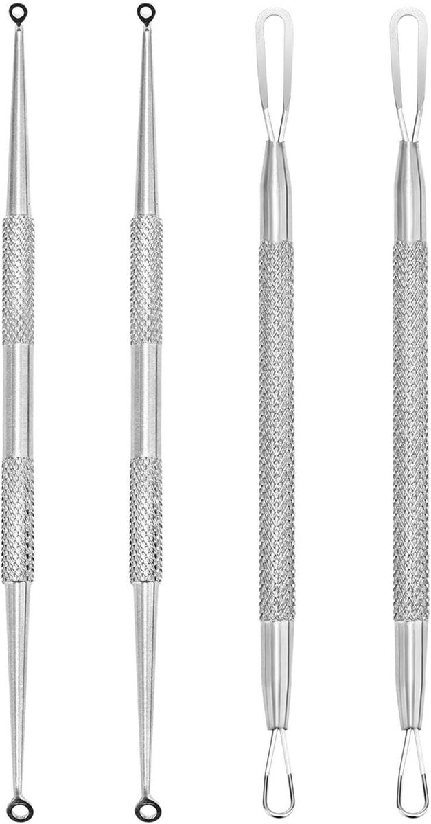 Acne naald set 4-delig - roestvrij staal - dubbel-headed design - effectieve acne verzorging - ShopVlot