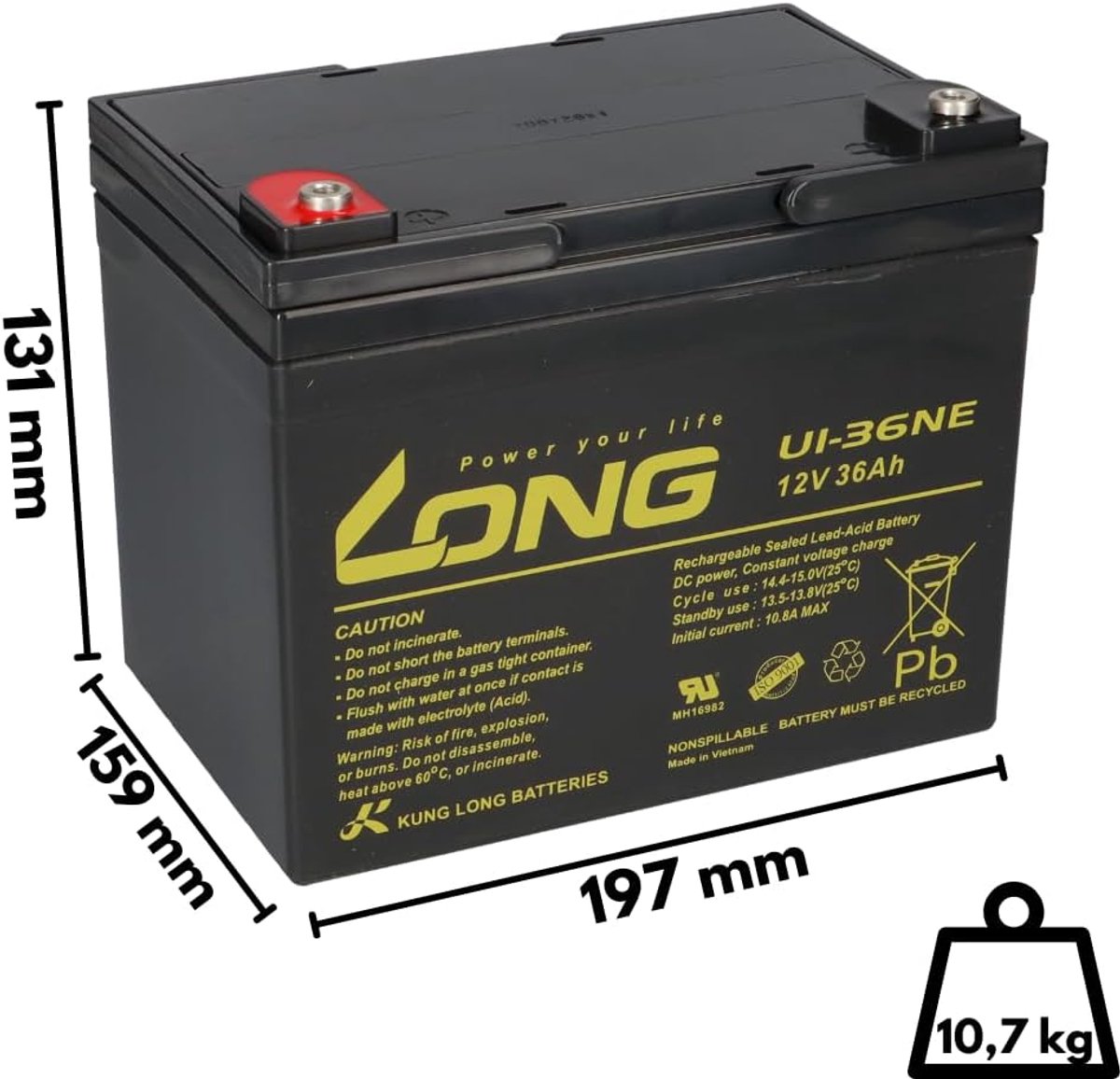 Reserveaccu 2 x 12 V 36 Ah - AGM cyclusbestendig - krachtige energiebron voor elektrische voertuigen - ShopVlot