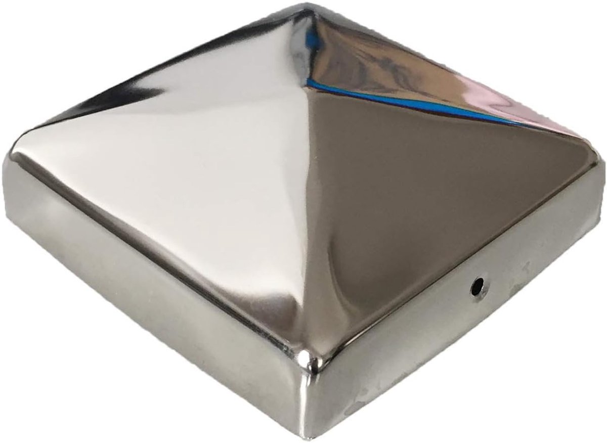 palenkap vierkante 71x71mm - piramidevorm - roestvrij staal - beschermt tegen weersinvloeden - ShopVlot