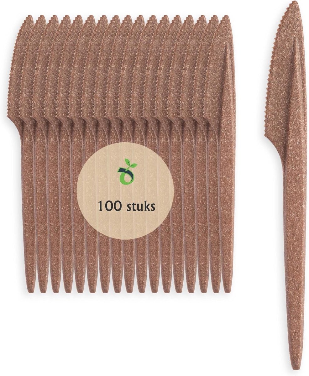 Herbruikbaar mes, 100 stuks - donkerbruine WPC messen - duurzaam materiaal - perfect voor buitengebruik - ShopVlot