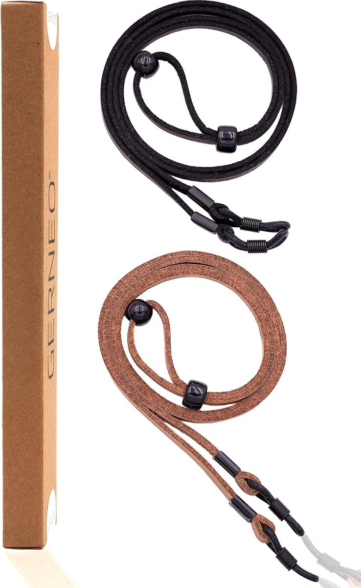 Brilkoord Unisex M - Hoogwaardige Leer en Suède Look - Zwart en Lichtbruin - Handig voor Zonnebrillen en Leesbrillen - SnelShoppen