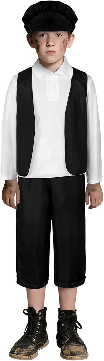 Kindercostuum - 4-delig - Victoriaans - Schorser Outfit - Geschikt voor schoolvoorstellingen - SnelShoppen