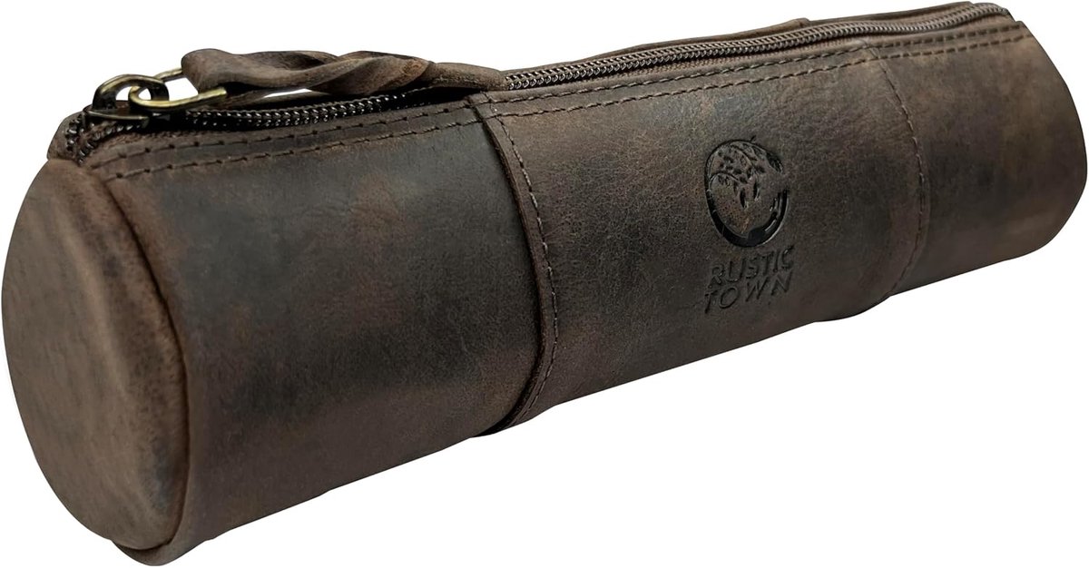 Pencil case - volnerf leder - met rits - ideaal voor kantoor en school - SnelShoppen