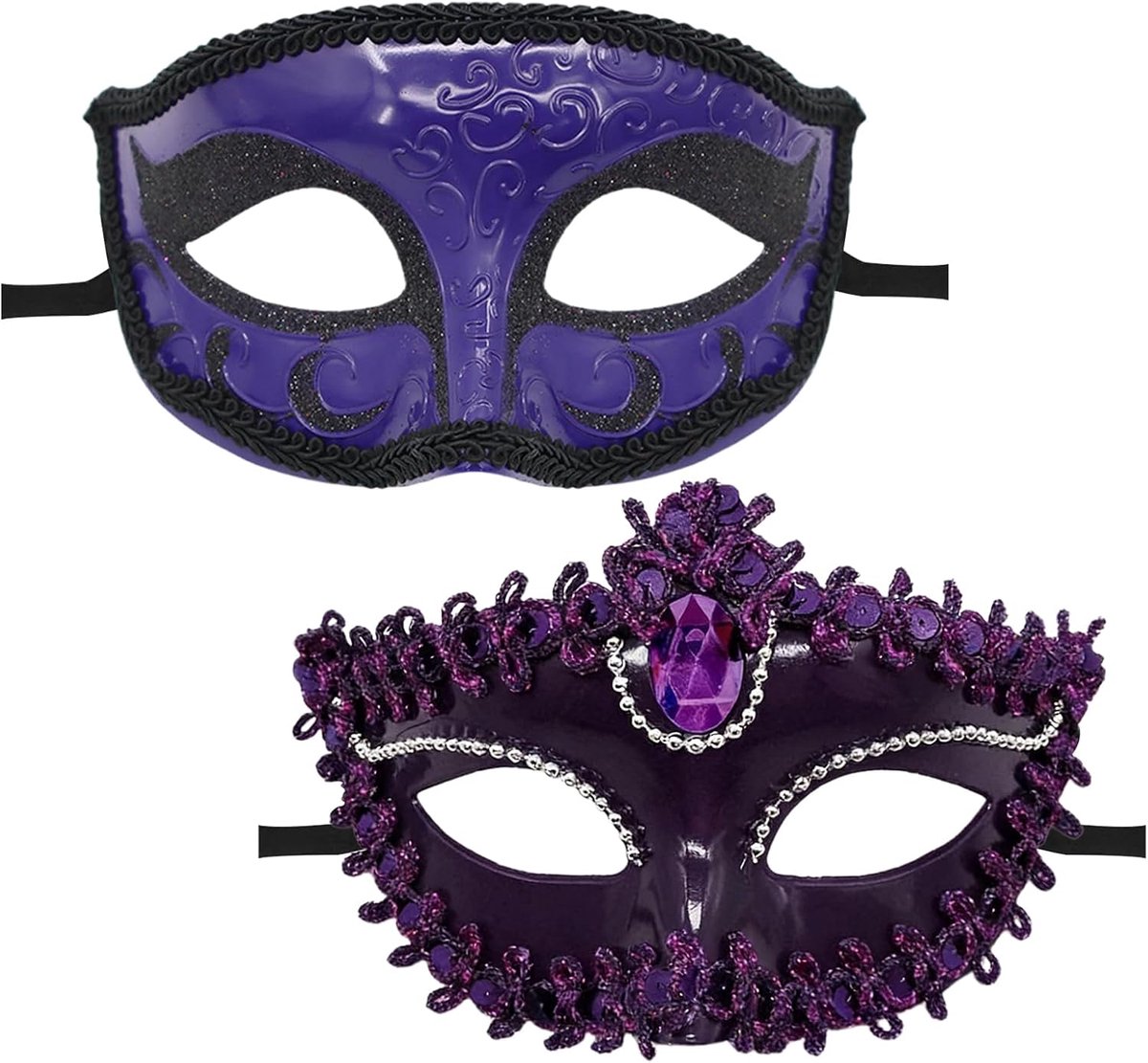 Couples masquerade masks pack van 2 - Venetiaans - sexy oogmasker - ideaal voor balfeest - SnelShoppen