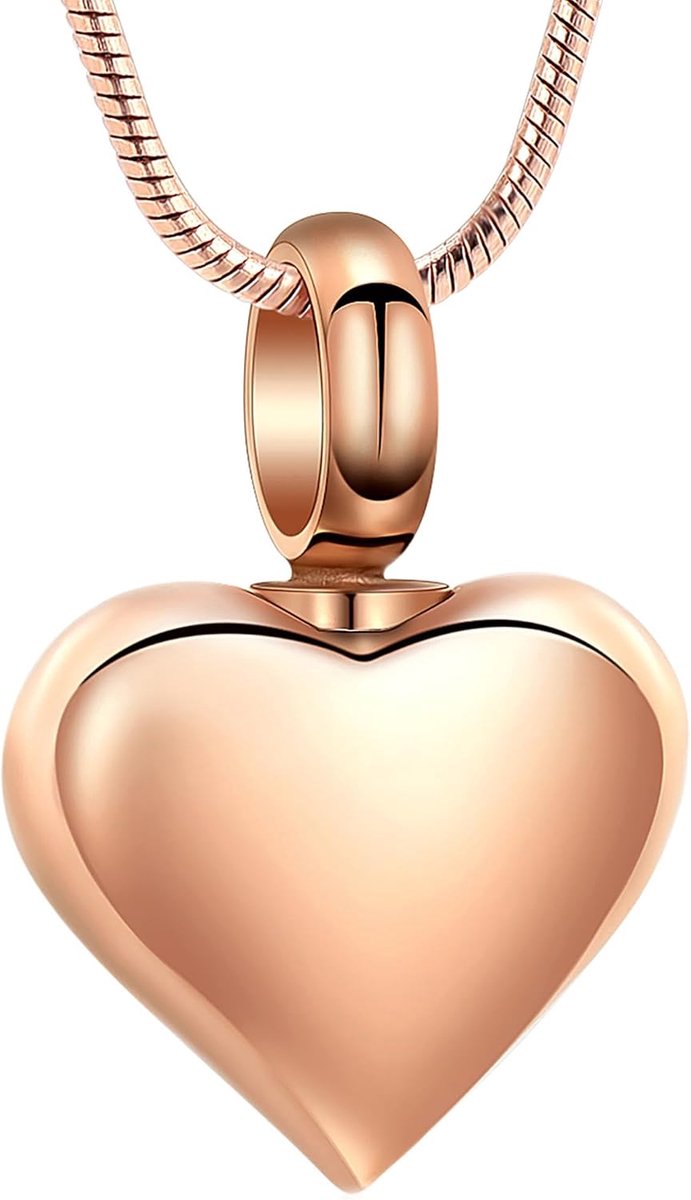Mini Hart Crematie Urn Ketting - RVS Herinneringshanger - Persoonlijk Aandenken - Voor As van Geliefde - SnelShoppen