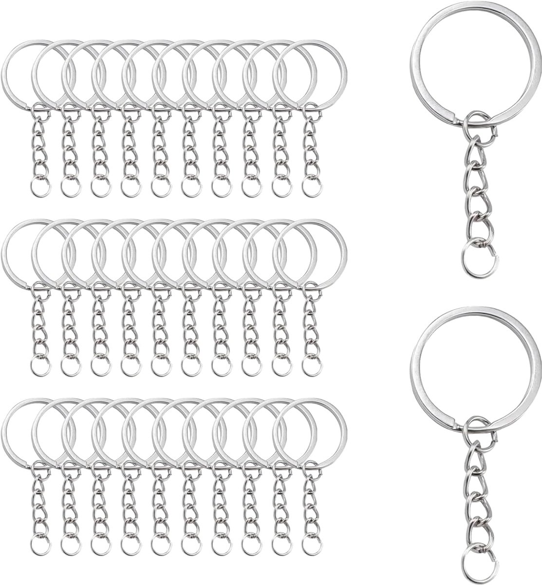 Set van 100 stuks sleutelhangers, ringen, 25 millimeter, sleutelhangers, om te knutselen, geschikt voor het ophangen van sleutels, doe-het-zelf sleutelhangers