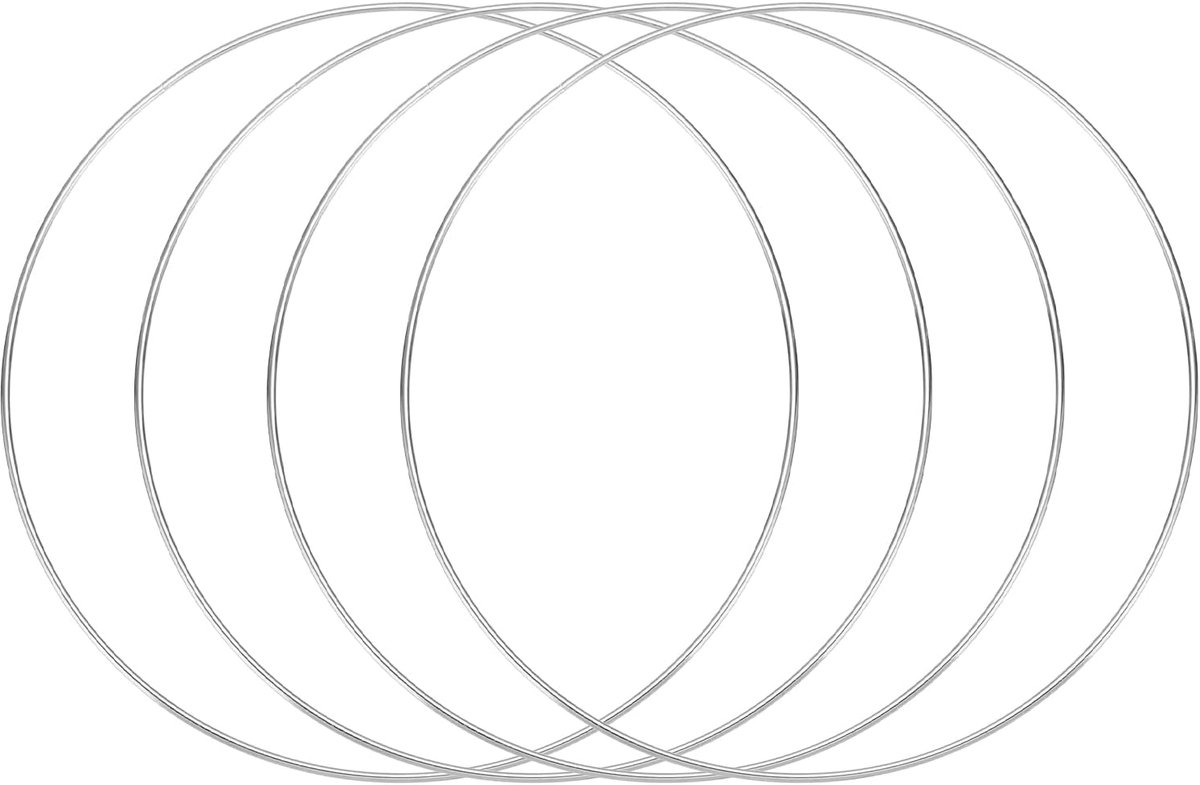 4 stuks dromenvangerringen, metalen ambachtelijke banden, bloemenbanden, 30,5 cm, macramé banden, ringen voor doe-het-zelf knutselbenodigdheden, kransen, plantenhangers, zilver