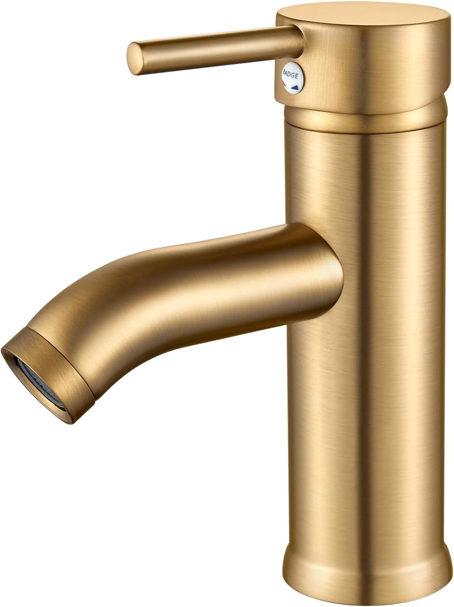 Kraan Badkamer Mengkraan, Eengreepsmengkraan Wastafelkraan Antiek Messing met Geluidsarme Keramische Ventielkern, Goud