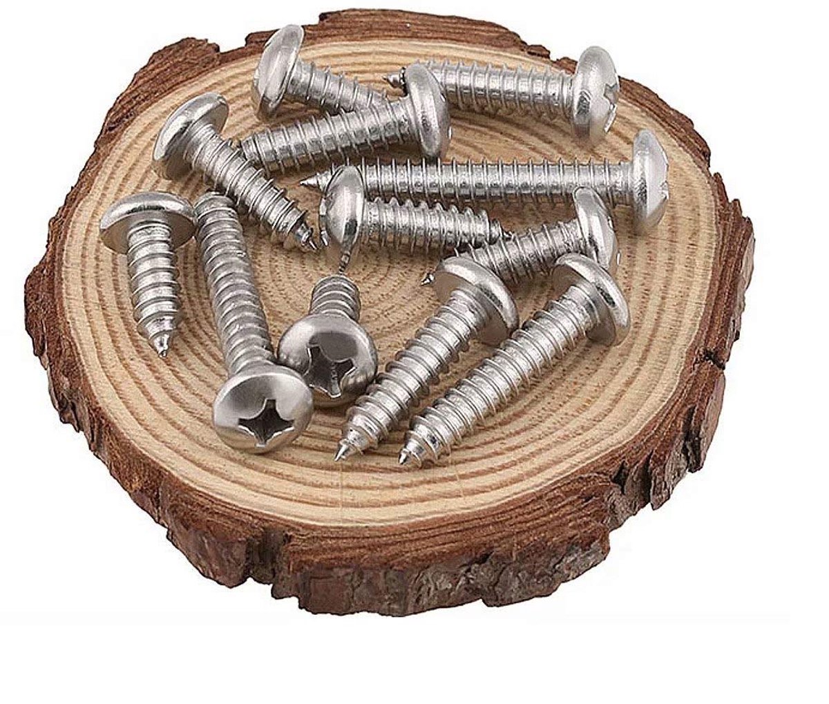 Houtschroeven houtschroef zelfsnijdende schroeven roestvrijstalen Phillips hoofd ronde kopschroeven M4×6mm,50 pcs