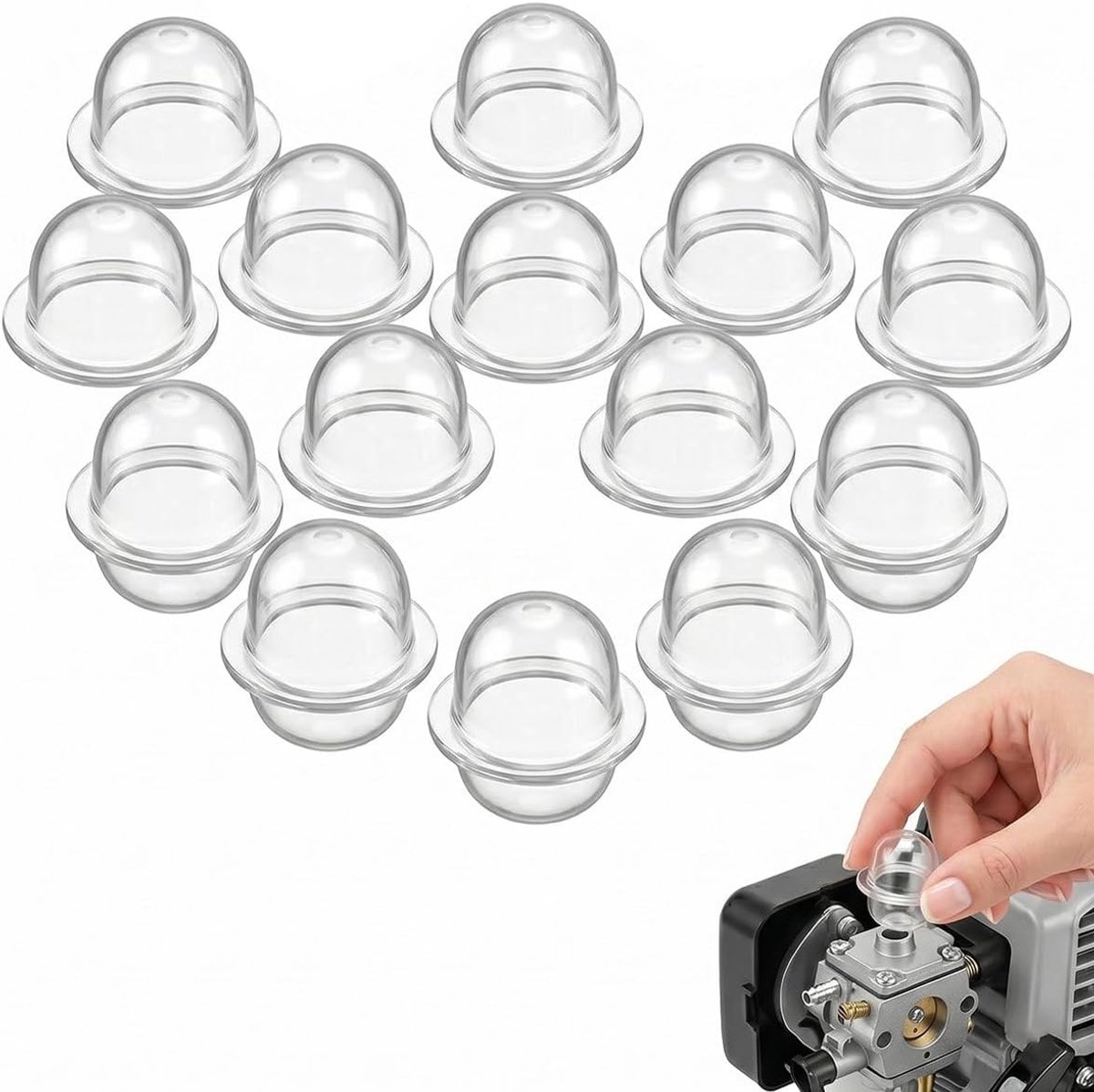 Starter, 15 stuks, 19 mm, transparant, primerpomp voor grasmaaier, ventilator, kettingzaag, heggenschaar, eenvoudige en betrouwbare start.