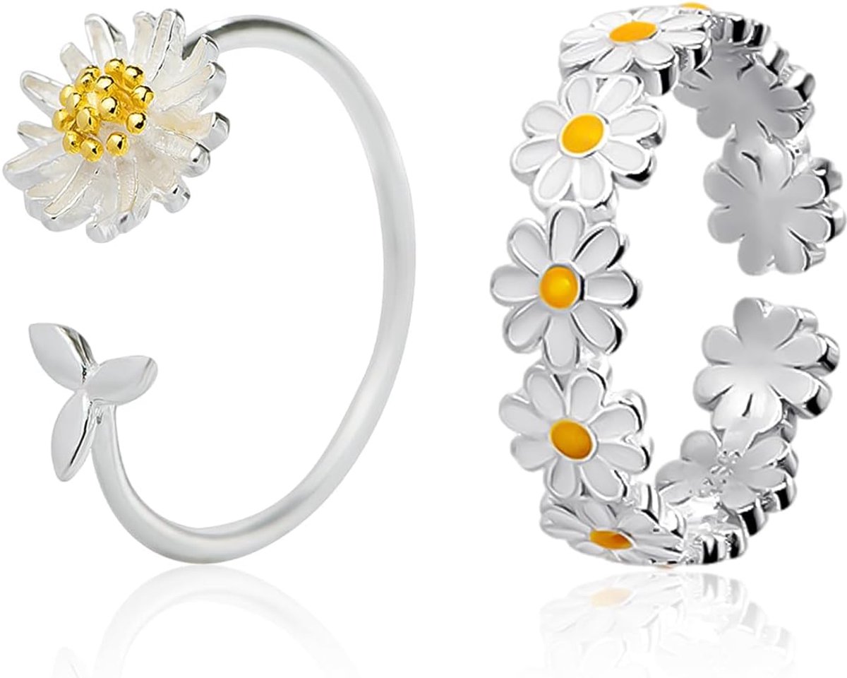 Ringenset, 2 ringen, modesieraden voor dames, wit, stacking, RING
