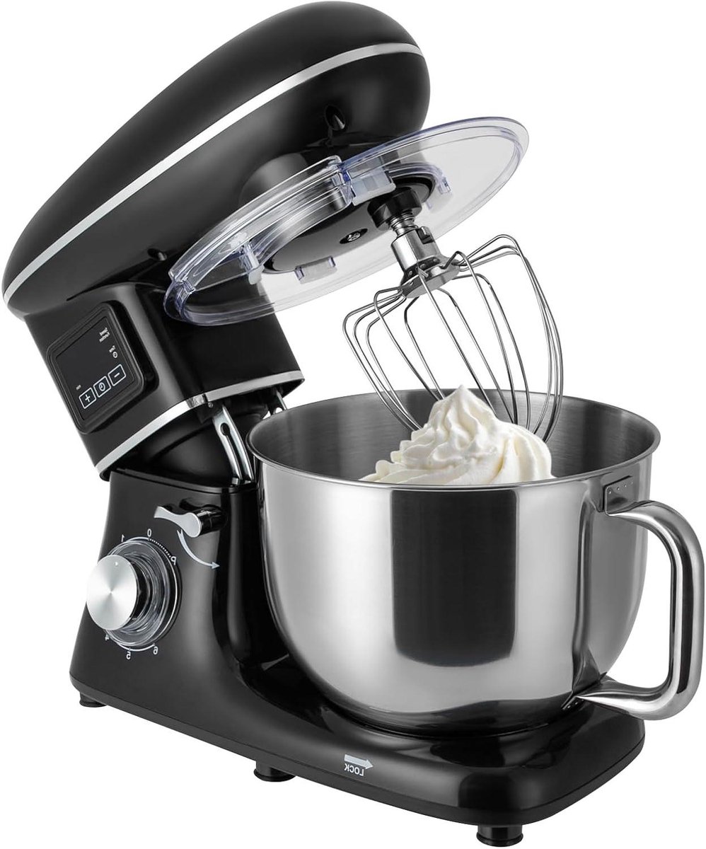 Keukenmachine Deegmachine - Planetaire Mixer - Bakken en Koken - 6 Snelheden Pulsfunctie - 62 Liter Kom - Zwart