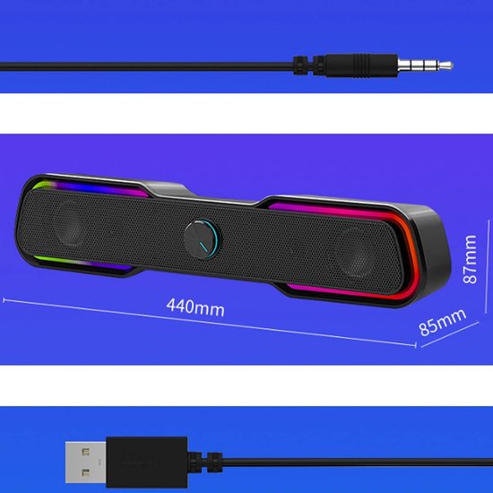 Soundbar met Subwoofer - Draadloze Speaker - Muziek Luisteren - 3D Surround Geluid - 2.0 Kanalen - Zwart — afbeelding 4
