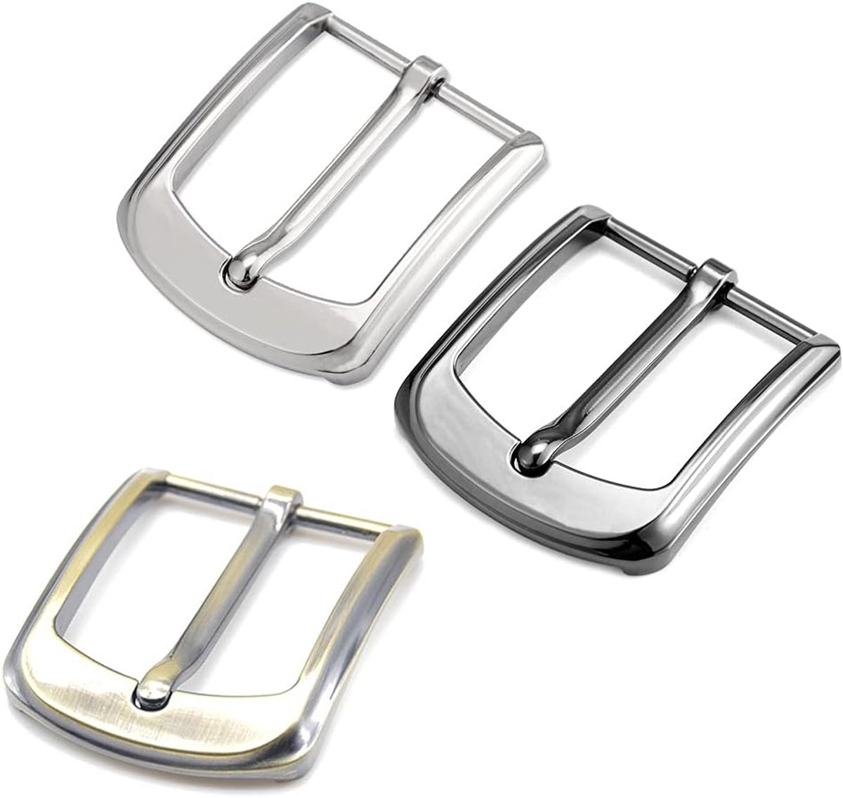 3 stuks riemgesp 3,8 cm (38-40 mm), metaal, vierkant, eendelig, voor heren, vervanging voor brede riem, zilverkleurig, 40