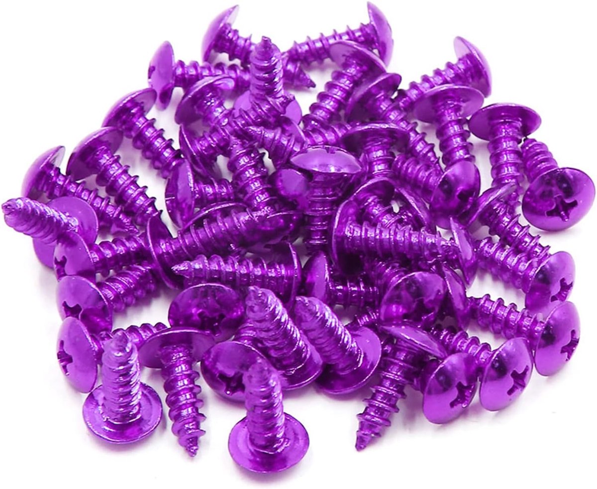 50 stuks M5 x 16 mm zelfsnijdende schroeven voor motorfiets, kruiskop, violet glanzend