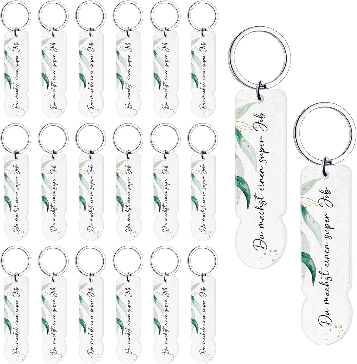 20 stuks sleutelhangers, winkelwagenmerken van acryl, afneembaar en demonteerbaar, cadeau voor bruiloft, doop, Kerstmis, verjaardag, vormsel