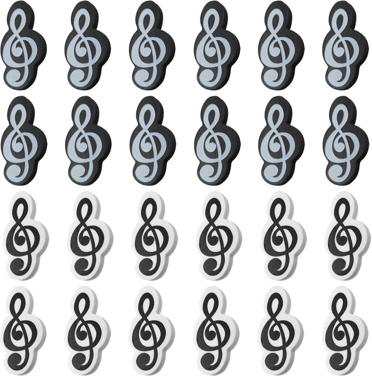 24 gummetjes in muziekvorm, gummetjes, TPR-mini-gummen voor schrijfwaren, school, kantoor thuis, klasbeloningen