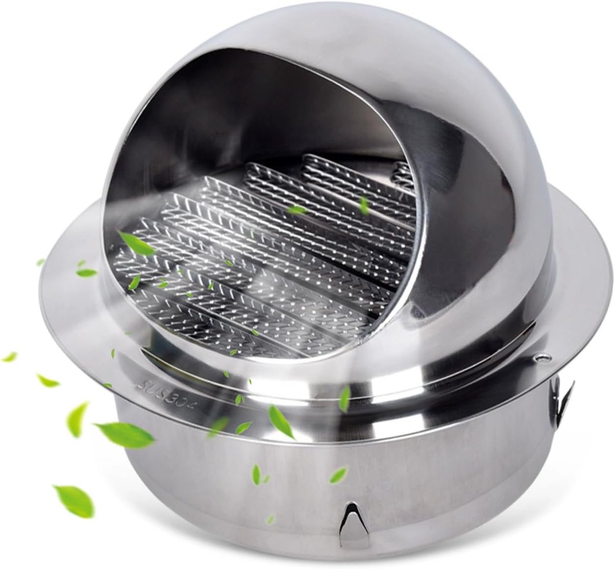 Ventilatierooster 110 mm Rond - Roestvrij staal - Insectennet en regenbescherming - Eenvoudige installatie - ShopVlot