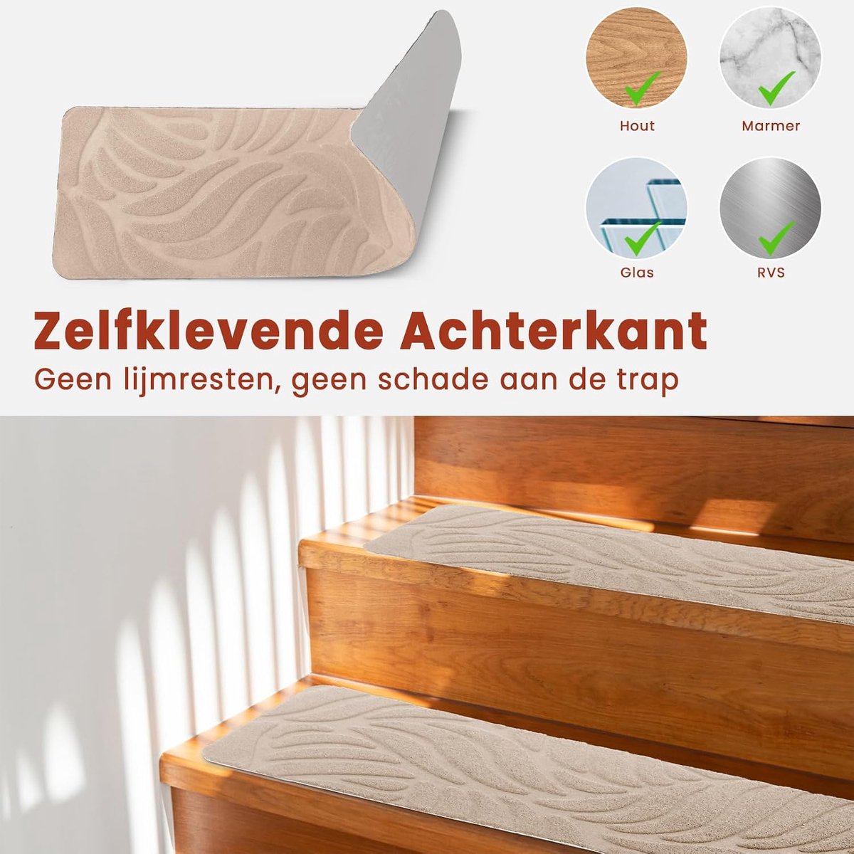 Trapmatten set van 15 - zelfklevend - snijdbaar & herbruikbaar - bescherming voor huisdieren en ouderen - ShopVlot