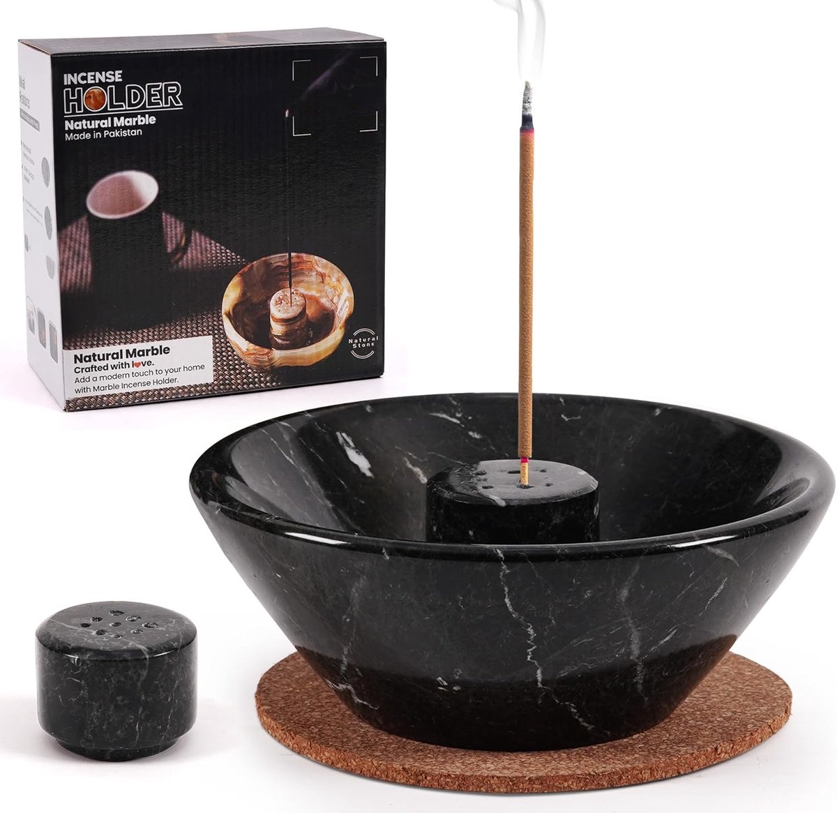 Incense holder marmer handgemaakt - 9 gaten - ideaal voor kamerdecoratie - asopvang - ShopVlot