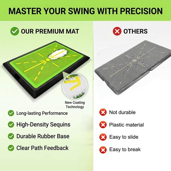 Golftrainingsmat 44,4 x 30,8 cm - Oefenmat met antislip rubberen basis voor nauwkeurige balstriking, golfswing en training voor beginners en gevorderden — afbeelding 5