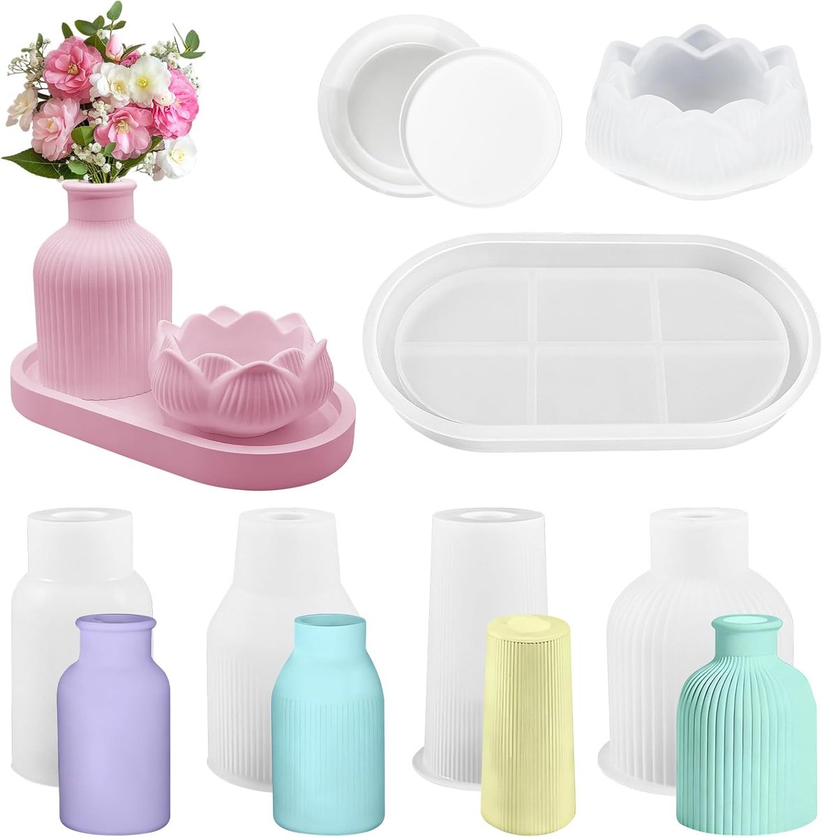 Vaas Silikonvorm Set - 7 Stuks - Flexibel Silikon - Creatief DIY Vaas Gieten - ShopVlot