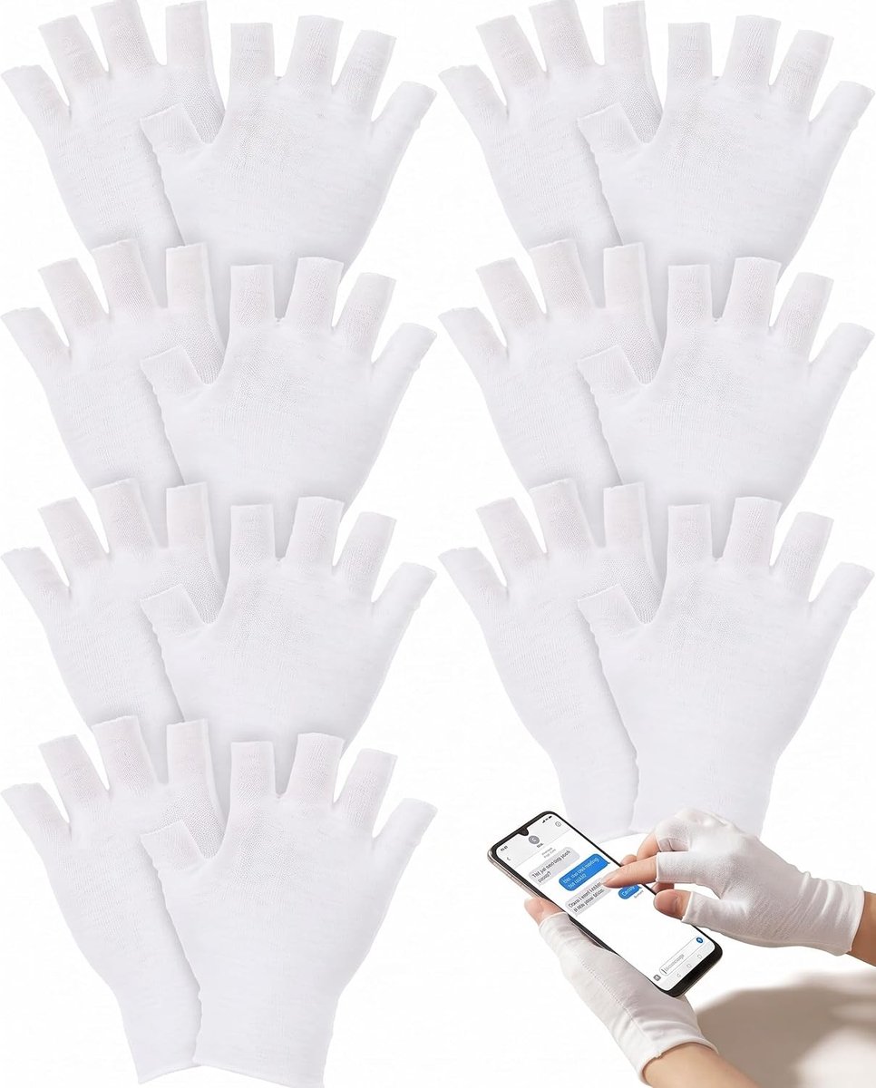 Katoenen handschoenen vingerloos - 8 paar wit - dunne stof - ondersteuning bij eczeem - ShopVlot