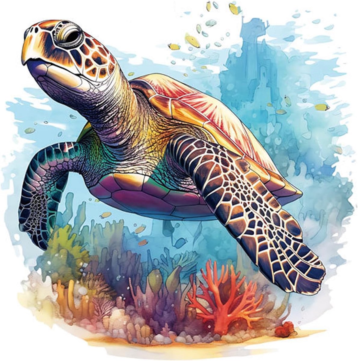 Wandtattoo zeeschildpad - muursticker oceaan - vrolijk ontwerp - perfect voor kinderkamer - ShopVlot