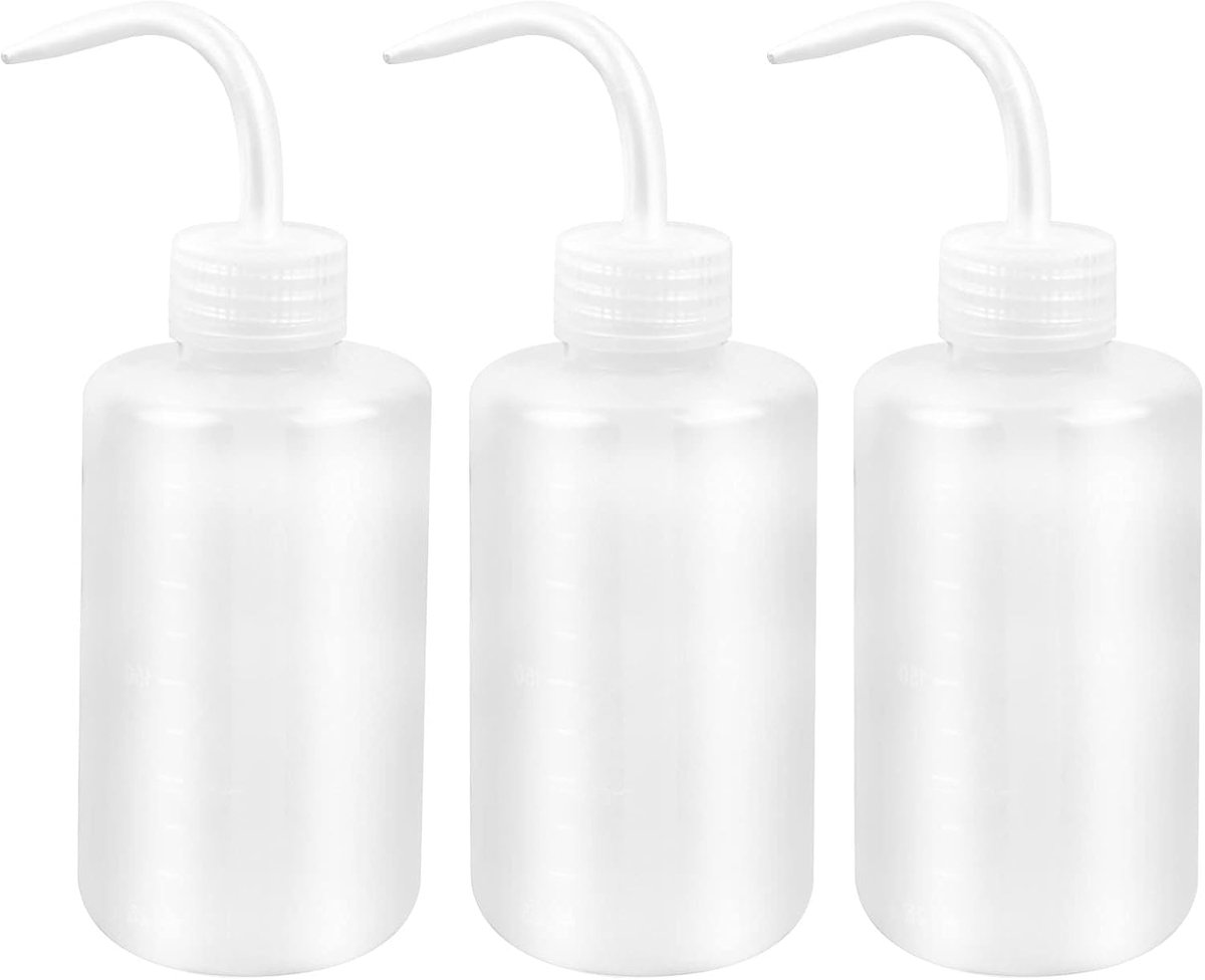 Plastic wasflessen 3 x 250ml - transparant - met schaalverdeling - ideaal voor laboratoria - ShopVlot