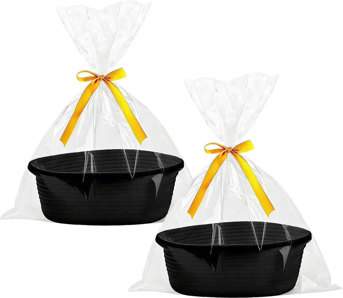 Lege geschenkmand 2 stuks - met cadeauzakjes en linten - 30x20x12 cm - voor doe-het-zelf geschenken - ShopVlot