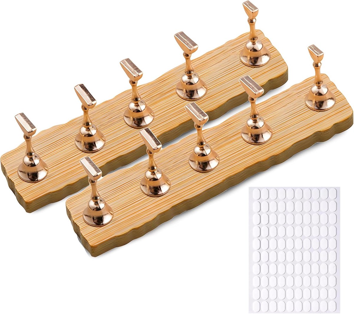 Nail Tip Stand Set van 10 - Magnetische Houten Basis - Voor Nail Art en Oefening - Inclusief 100 Plakpads - ShopVlot