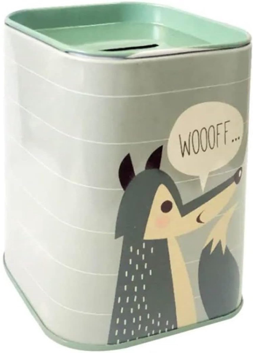 Spaarpot voor kinderen - blikken spaarpot met dierenmotief - lichtgewicht en robuust - ideaal als pennenbakje - ShopVlot