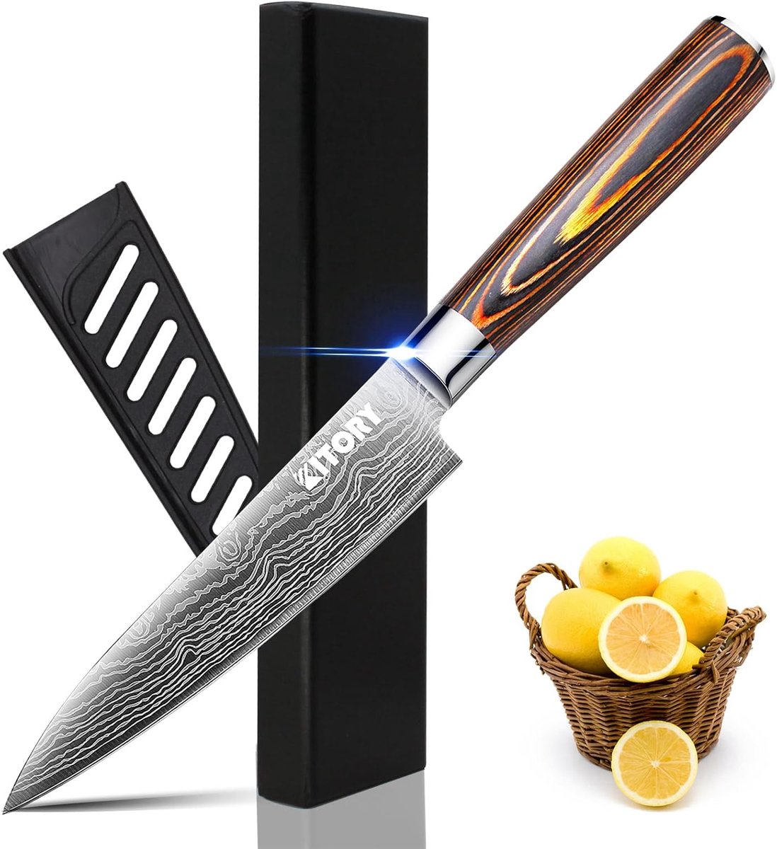 Kookmes 12cm - Hoog koolstofstaal - Pakkahout handvat - Ideaal voor fruit en groenten - ShopVlot
