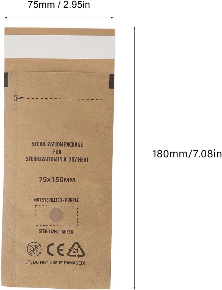 Papier zakjes 75 x 150mm - wegwerp manicure pouch - hygiënisch en compact - 100 stuks - ShopVlot