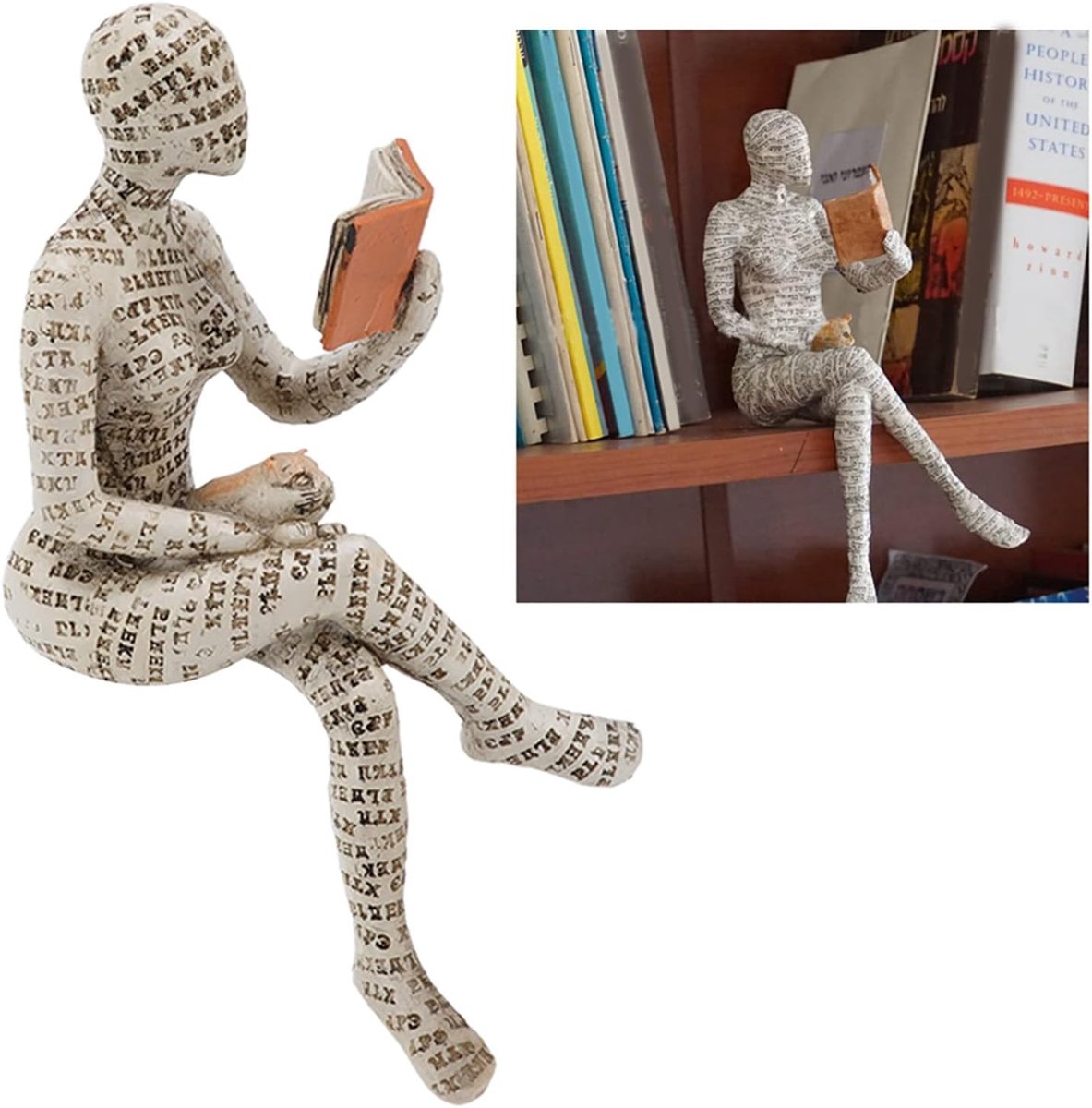 beeldje lezen vrouw - hars en pulp - voortreffelijk vakmanschap - unieke thuisdecoratie - ShopVlot