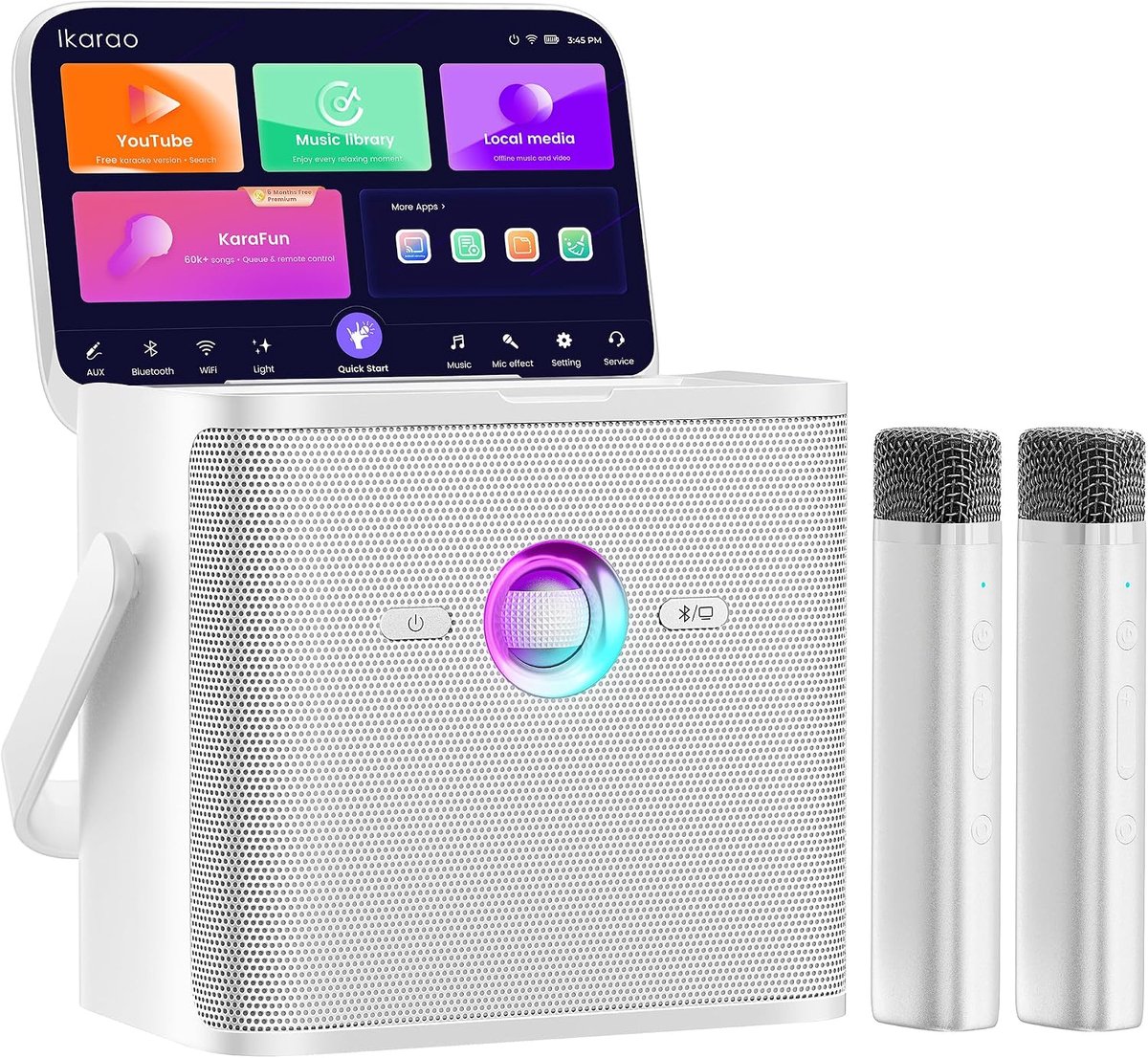 Karaokemachine met songtekstscherm - Draadloze microfoons - Draagbaar PA-systeem voor thuis - ShopVlot